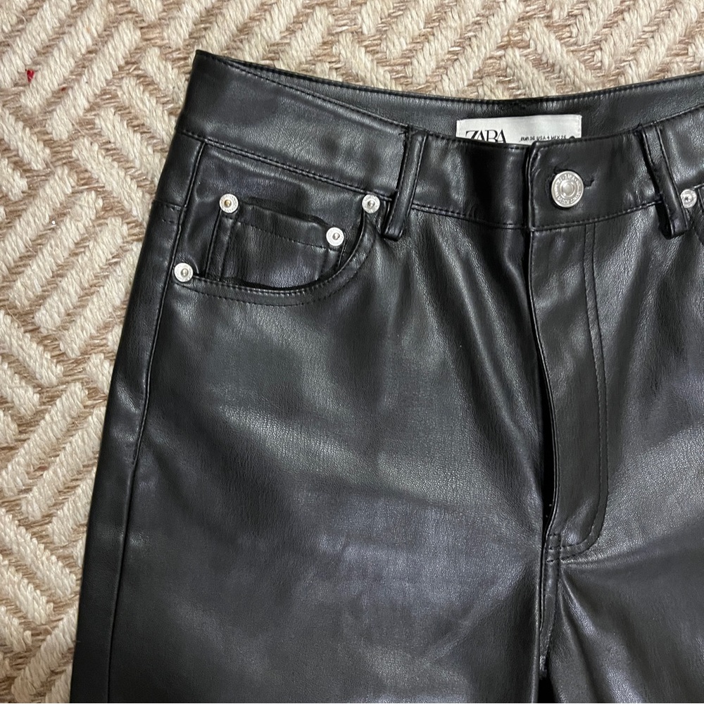 Zara Faux Leather Pants High Rise